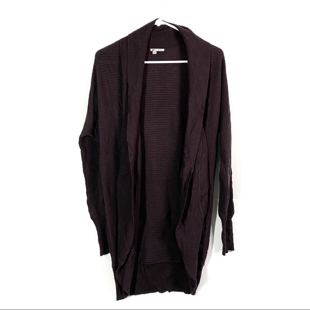HALOGEN Purple Shawl Collar Wool Blend Cardigan Sweater